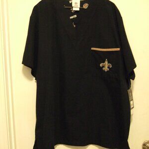 NFL SAINTS SCRUBS TEAM APPAREL SHIRT SZ LARGE NWT
